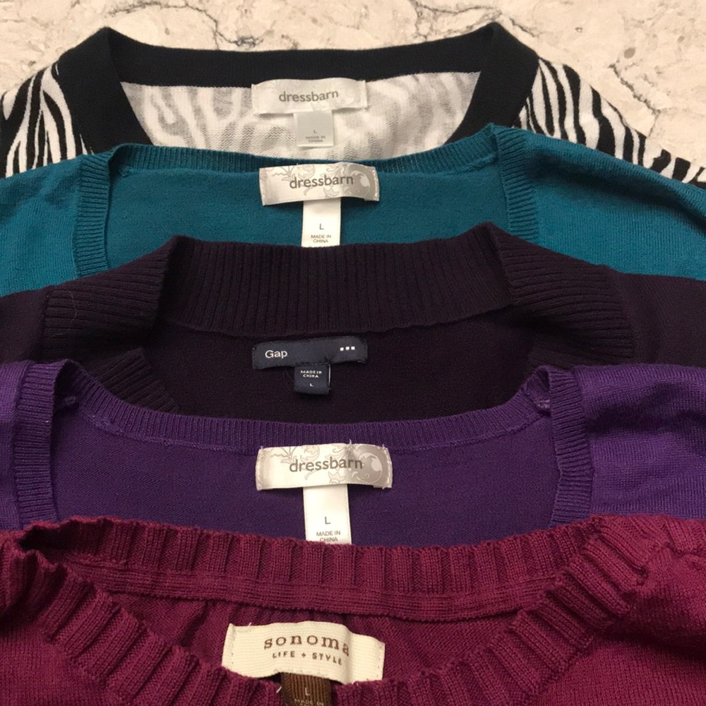 GAP DRESS BARN LOT 5 LARGE sweaters. SUNDAY SALE
